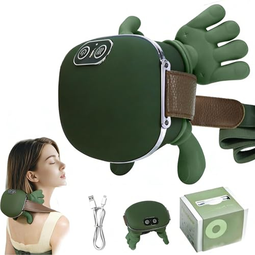 TSDRBWO Neck and Shoulder Massager,Portable Shiatsu Back Massage Hand-Shaped Deep Tissue 4D Kneading Massager with Heat for Pain Relief and Muscle Relax,Gifts for Women Men,(Green)