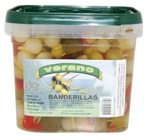 Sánchez Montes Spicy Spanish Banderillas, 1.5kg Tub, Authentic Pickled Vegetable Skewers with Chilli, Traditional Tapas Party Pack