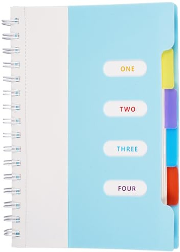 Cahier Ligné avec Intercalaires Amovibles, 21 x 14,3 cm Cahier Intercalaire | Carnet Intercalaires, Bleu, 80g/m² , 120 Feuilles/240 Pages, 4 Séparateurs, pour Écoles, Aux Bureaux, Comme Cadeau