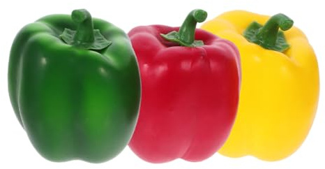 OSALADI Set 3 Pezzi Peperoni Artificiali Colorati Imitazione Realistica, Modelli di Peperoncini Finti Piccoli per Decorazione Casa, Foto e Vetrina, Verde Rosso Giallo