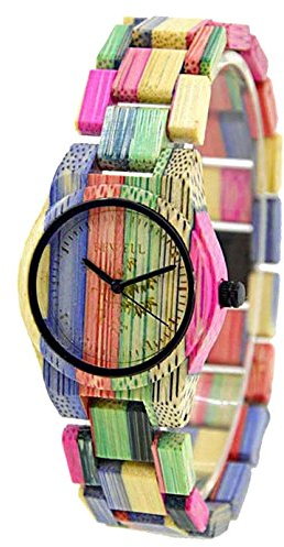 BEWELL Holz Uhr Frauen Armbanduhr Analoge Holzuhren Damen mit Bambus Uhrenarmband Leichte 105DL