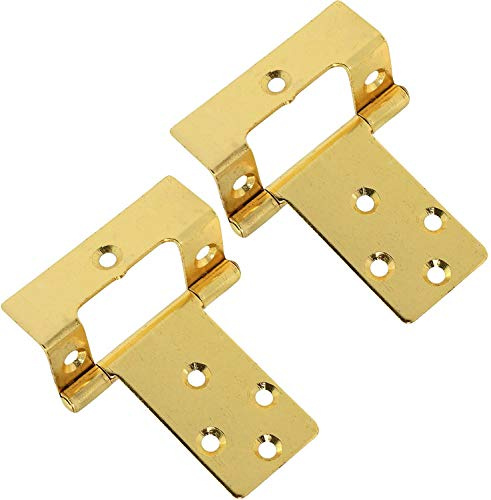 Merriway BH04894 (4 Pcs) Cranked Flush Hinge, Electro-Brassed 50mm x 16mm - Pack of 4 Pieces