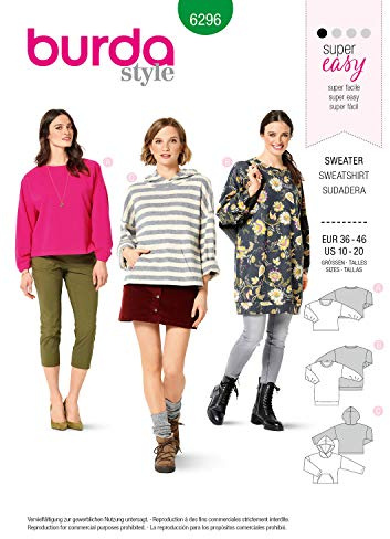 burda Schnittmuster Damen Sweater 6296 Gr. 34-46