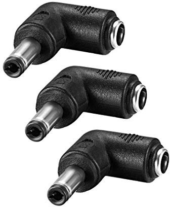 sourcing map 3uds DC Alimentación Conector Adaptador 90 Grados Ángulo 5.5mm x 2.5mm Macho Enchufe a 5.5mm x 2.1mm Hembra Enchufe Acoplador Convertidor para Laptop CCTV Cámara Tira Iluminación