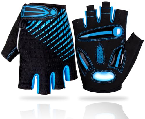 LUROON Cycling Gloves Half Finger Gel Padded Bike Gloves Anti-Slip Shock-absorbing Hand Protect Fingerless Summer Bicycle Short Gloves for Mens & Women