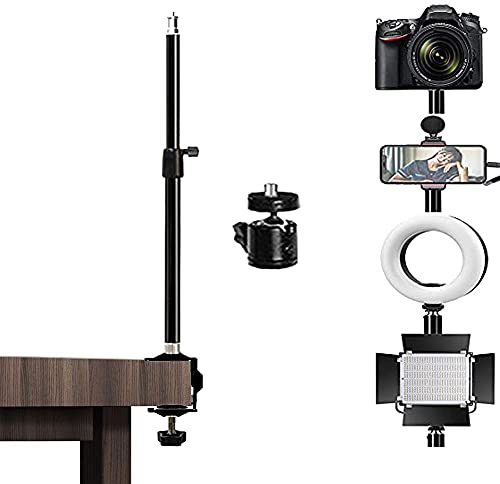 HAFOKO 17-31 Tisch Kamera Halterung Light Vlog Stand Flexibles Aluminium Tischleuchte Video Ständer Webcam Halter mit 1/4 360° Kugelkopf für Kamera Make-up Tiktok YouTube Vlog (max Support 3kg)