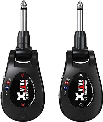 Xvive U2 Guitar Wireless System Ricaricabile 2.4GHz Digital Guitar Wireless Transmitter e ricevitore per chitarra elettrica basso violino tastiera (nero)