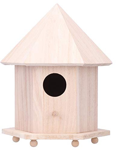 Tissting Maison D'Oiseau BoîTe De Nidification D'Oiseau en Bois CréAtive à La Main Cabane en Rondins Naturels pour Petits Oiseaux Nichoir avec 6 Cadres De Support