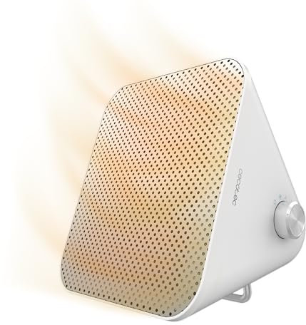 Cecotec Calefactor Cerámico de Sobremesa ReadyWarm 1500 Max Ceramic Design White, 1500 W, Termostato Regulable y 3 Modos de Funcionamiento, Área de Cobertura de 15m2