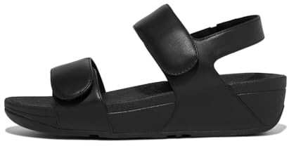 Fitflop Lulu Adjustable Leather Back-Strap Sandals, Sandalia Mujer, Todo Negro, 37.5 EU
