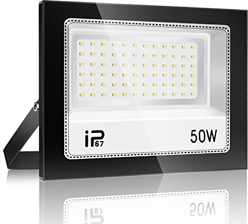 YZYFACAI Foco Led Exterior 50W, Iluminación de Exterior Seguridad,7000K Blanco Frío, Proyector LED Exterior,IP67 Impermeable 5000LM, Superbrillante Foco LED,para Patio, Garaje, Entrada, Fábrica,Campo
