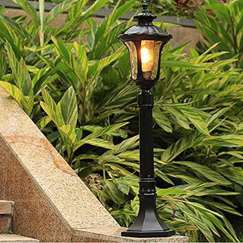Mengjay Réverbère classique,Lampadaire extérieur sur pied en noir dans un style campagnard maison de campagne 1 x E27 idéal pour jardin et terrasse,luminaire d’extérieur (C)