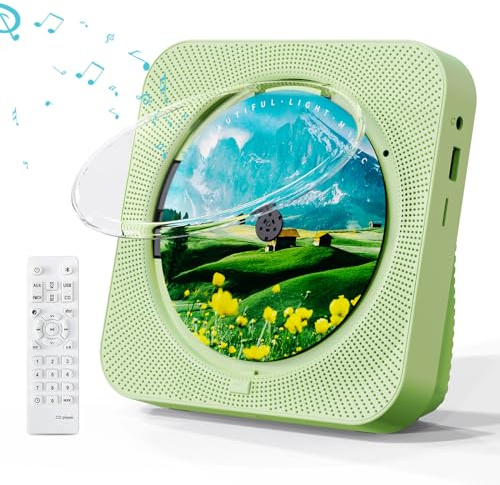 MICOCIOUS Portable CD Player with Bluetooth Desktop CD Player for Home CD Music Players with Remote Control,Timer,Built-in Dual Speakers with LED Display Home Audio Boombox FM Radio