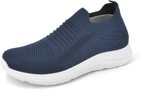 JOMIX Scarpe Senza Lacci Donna Estive Comode Leggere Traspiranti Casual Sneakers Slip On Ginnastica Camminata PD2403 Blu, 39