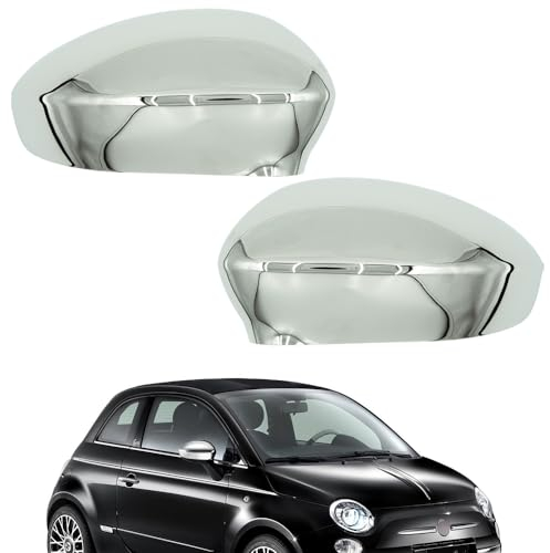 Ruolin Außenspiegelkappen 1 Paar, Rückspiegelabdeckungen Verchromt Auto Spiegelkappen Seitenspiegel Abdeckungen Kompatibel mit Fiat 500 2007-2023