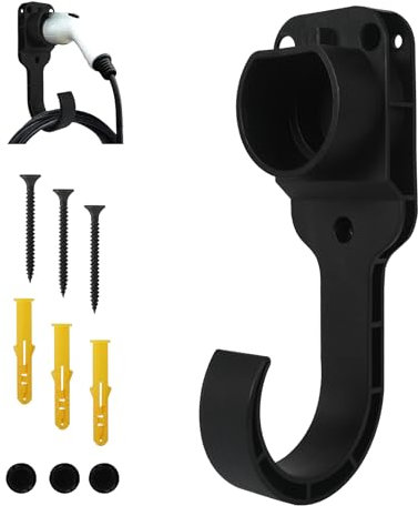 AOHEWEI Type 2 Strong EV Charger Holder with Charging Cable Hook Type 2 Wall Bracket, Wall Mounted Organiser for Electric Car with IEC 51296-2 Plugs, Included Mounting Kit