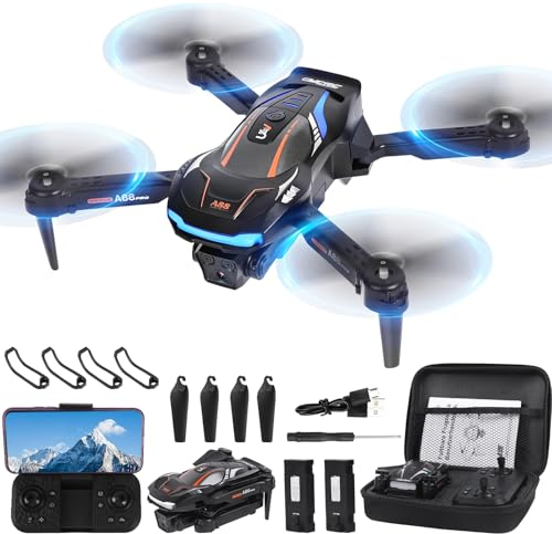 Drohne mit Kamera 1080P HD für Kinder, RC Drone mit 2 Akku, Faltbar Quadcopter mit FPV WiFi Übertragung Schwerkraft Sensor, 3D Flip Mode, Ein-Tasten-Start/Landung, Höhenhaltemodus (Schwarz)