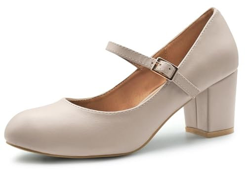 Womens Mid Block Heels Mary Jane Ankle Strap Court Shoes Ladies Comfort Support Work Pumps Formal Smart Office Low Heeled Strappy Slip On Cushioned Dolly Wide Fit Extra Wide Fitting Width Light Shoes