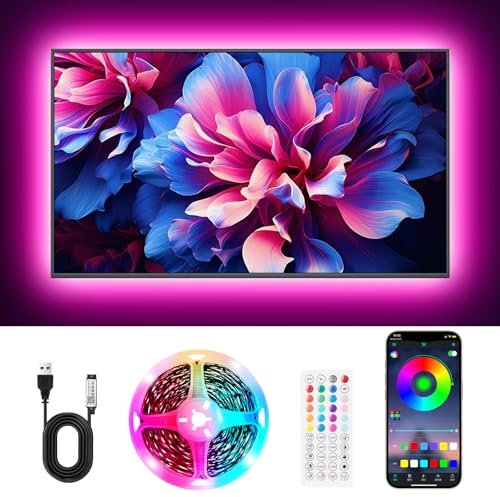 Liwqolx Striscia LED TV Retroilluminazione, 2 metri USB Striscia Led RGB con App Control y Mando a Distancia, 30 LED/Metro, Music Sync per TV,PC, Festa,Cocina