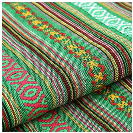 Amateschitz Vintage jacquardtyger etnisk stil lapptäcke tyger etno tryck möbeltyg exotiskt blommönster dekorativa tyger metervara, för heminredning sy täcke gör-det-själv grön 3 m