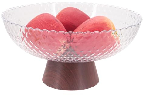 Yuhtech Frutero, cuenco de frutas de plástico, taza decorativa de pedestal de grano de madera, cesta de frutas decorativa, bandeja de almacenamiento de aperitivos