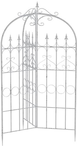 CLP Treillis Flowton de Style Romantique I Clôture pour Plantes grimpantes avec décorations élégantes I Clôture pour Le Jardin, Couleur:Blanc Antique