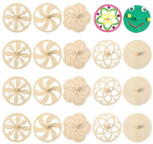 GXGM 20 Pezzi Trottola di Legno, La Trottola dei Colori, Trottola Pennarello, Giroscopio in Legno Artigianali Set di Superficie Artigianale Non Tossico per Party Toy Giocattolo Partito(Diy colori)