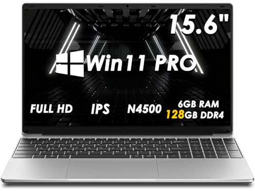 Kayoote Ordenador portátil 15.6 Pulgadas con Win 11 Pro para Estudiantes y Empresas, portátiles N4500 de 6+128 GB con Pantalla FHD, Wi-Fi, BT, Ordenadores portátiles para el Trabajo y la Escuela