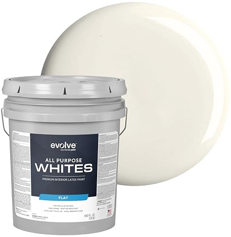 EVOLVE All Purpose Whites Paint & Primer, Flat (Alabaster), 5 Gallon – Interior Latex, Excellent Touch-Up, High Hiding, Durable Paint for Walls & Ceilings