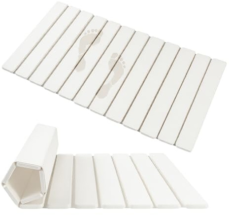 Alfombra de baño de piedra, 72 x 39 cm, plegable, tierra de diatomeas, súper absorbente, de secado rápido, 100% natural, alfombrilla antideslizante para baño, casa y cocina, fácil de limpiar, color