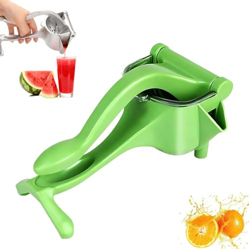 Hand Juicer Squeezer, Heavy Duty Aluminum Manual Juicer Press for Effortless Fruits with Ergonomic Grip, Easy Squeeze & Quick Clean (Green)