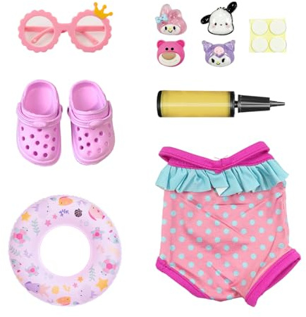 DUINIU Anello da Nuoto da 1 Pezzo, Pompa da 1 Pezzo, Fiori per Scarpe da 4 Pezzi, 1 Paio di Scarpe, 1 Paio di Occhiali, Costume da Bagno da 1 Pezzo, Accessori per La Casa Carini.