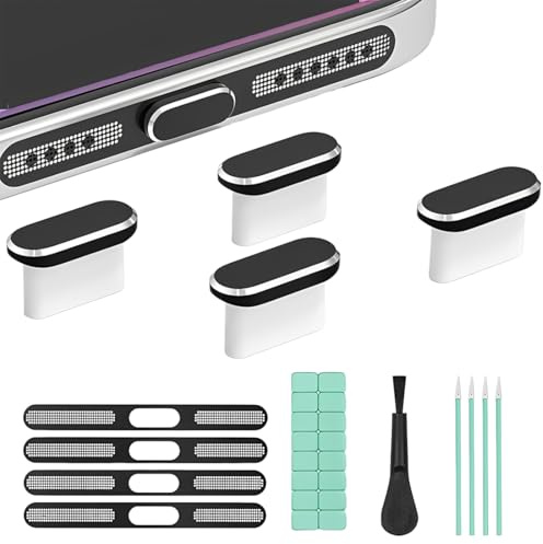 BAHME USB-C dammskydd, typ C laddningsfodral, högtalargaller, dammtätt självhäftande fodral, för iPhone 16/iPhone 15