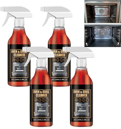 Ugns- och grillrengörare, gasspisrengörare, rengöringsspray för flera ytor, köksavfettningsspray för ugn, köksrengöringsmedel, fettborttagare kök, för bänkskivor, spisplatta (4 st)