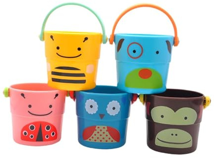 QUXVUIS Giochi d'acqua essenziali per baby shower, secchiello da bagno, mini tazze, giocattoli coinvolgenti per i più piccoli, migliorano la creatività e il divertimento,
