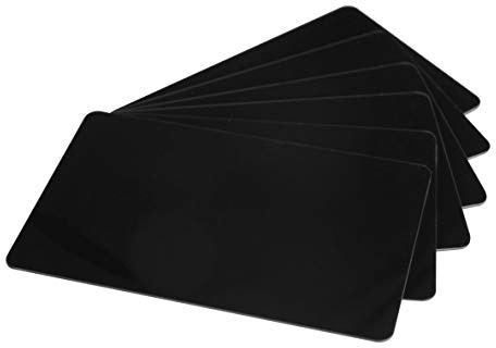 Karteo Plastikkarten Blankokarten [100 Stück] schwarz glänzend Standard EC-Kartenformat (CR-80)