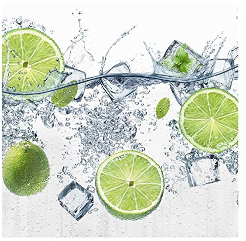 Bilderwelten Küche Fototapete modern inkl. Kleister 192x192cm - Vliestapete Made in Germany - Küchentapete Küche - Limette 3D Tapete für Küche Design - Wandtapete Küche Esszimmer T_1457