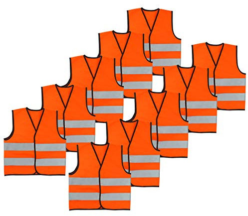 AIEOE Kids High Visibility Safety Vest Reflective Mesh Vest Running Lightweight Vest Traffic Walking Vest Breathable Construction Vest Orange for Biking 10PCS
