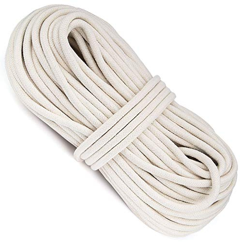HOZEON 3/8 Inch x 164 Feet Natural Cotton Rope, White Heavy Duty Clothesline Cord Craft Knitting Thread String Wall Hanging Rope for Plant Mirror Garden DIY Decoration Hanger
