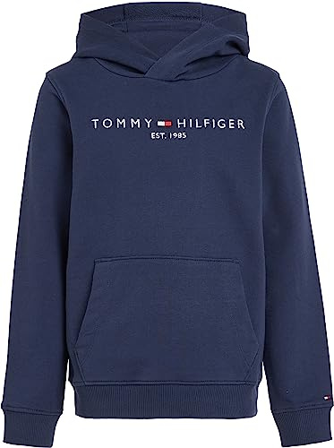 Tommy Hilfiger Bambini Unisex Felpa Essential Hoodie con Cappuccio, Blu (Twilight Navy), 16 Anni