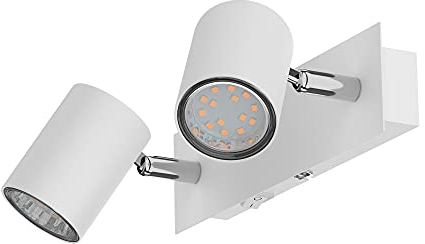 ledscom.de Wandspot WAIKA, zweiflammig, mit Schalter, weiß matt, inkl. GU10 LED Lampen je 227lm warmweiß