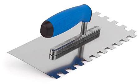 Mivos Llana dentada 12 x 12 / Hoja dentada de acero inoxidable 12 mm con mango suave/pala con dientes 12 mm/paleta de alisado de 270 x 130 / Fabricada en la UE