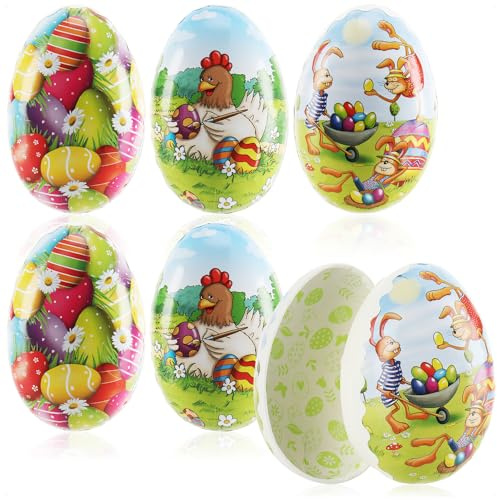com-four® 6X Huevos de Pascua para Rellenar - Coloridos Huevos de Pascua para Rellenar - Huevos de Pascua con cómics con Motivos de Pascua para Rellenar y Regalar