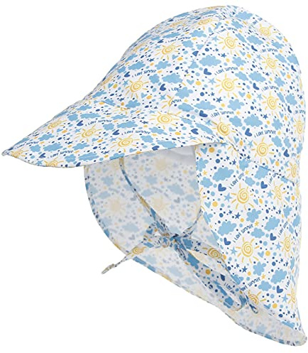 Malaxlx Enfant Chapeau Protection du Cou Lumière du Soleil Chapeau de Soleil Eté Anti UV Bébé Bob Chapeau de Plage Casquette à Rabat Visière pour 2-5 Ans Fille Garçon