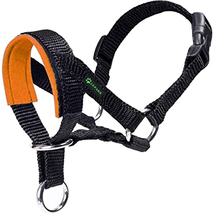 Hundehalfter Mit Gepolstertem Stoff, Halfterhalsband Für Hunde, Verstellbar Und Ziehen verhindert. (S, Orangegelb)