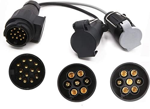 Boerni Towing Electrics Adaptor 13 Pin to 12N+12S 7 Pin,Caravan Converter 13 Pin Plug Socket Caravan Trailer Conversion Adapter Lead
