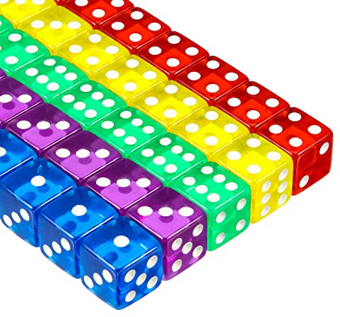 PlandleLee 20 Stück Würfel Bunt Set 6-Seitig, 14 mm, D6 Dice mit Runden Ecken, Bunt Würfel für Tenzi, Farben Würfel Set, Würfel für Würfelspiele Tischspiele, 5 Farben