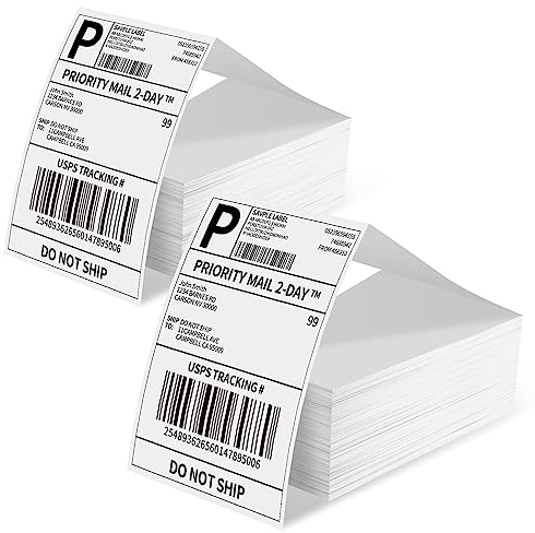 Phomemo Etiketten 4x6 1000 Etiketten/Stapel, Versandetiketten Kompatibel mit MUNBYN, Phomemo, Polono Etikettendrucker, BPA-freie Thermoetiketten Selbstklebende für DHL, UPS, DPD-100 x 150 mm