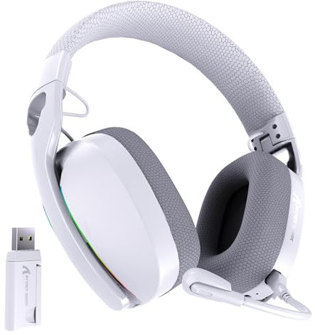 MAMBASNAKE x ATTACK SHARK L90 Cuffie da gioco wireless ultraleggere e galleggianti, suono surround 7.1, BT5.3/2.4Ghz/cablate, RGB, driver al neodimio da 40 mm, per PC/PS4/PS5/Switch/Xbox-Bianco