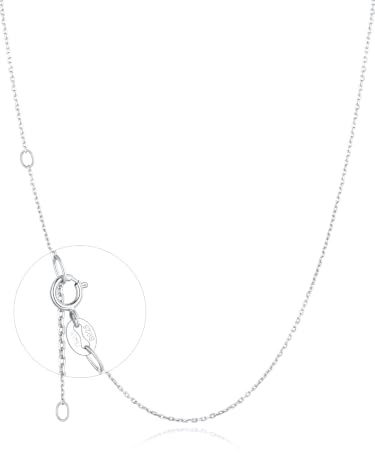 Silvora S925 Sterling Silver Chain Necklace 1.1mm Thin Cable Rolo Chain 24